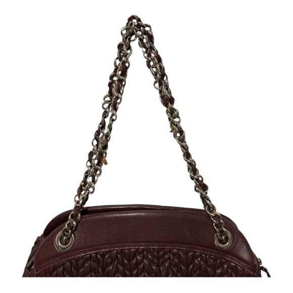 Vintage Leather Suarez Shoulder Bag Burgundy Braided Chain Strap Medium - Picture 3 of 16